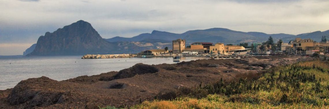 Picturesque landscape of Monte Cofano and coastline in Sicily, Italy.